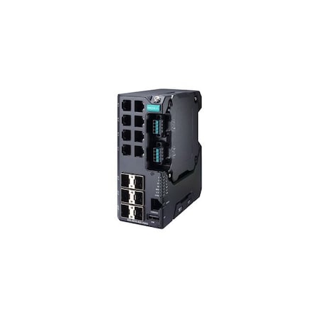 Moxa Managed Gigabit Ethernet switch with 8 10/100BaseTX ports, 4 100/1000BaseSF EDS-4014-4GS-2QGS-LV